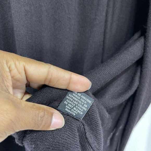 Premise Studio Women Cardigan L Brown Open Ruched Sleeve Cardigan Sweater - Picture 13 of 16